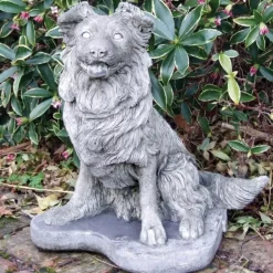 Collie Puppy Dog Stone Garden Ornament