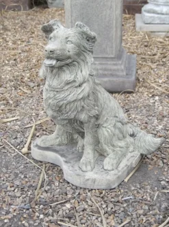 Collie Puppy Dog Stone Garden Ornament
