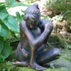 Contemplating Girl Bronze Resin Garden Ornament