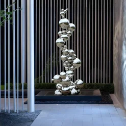 Cosmic Bubbles 226cm Silver Metal Garden Sculpture
