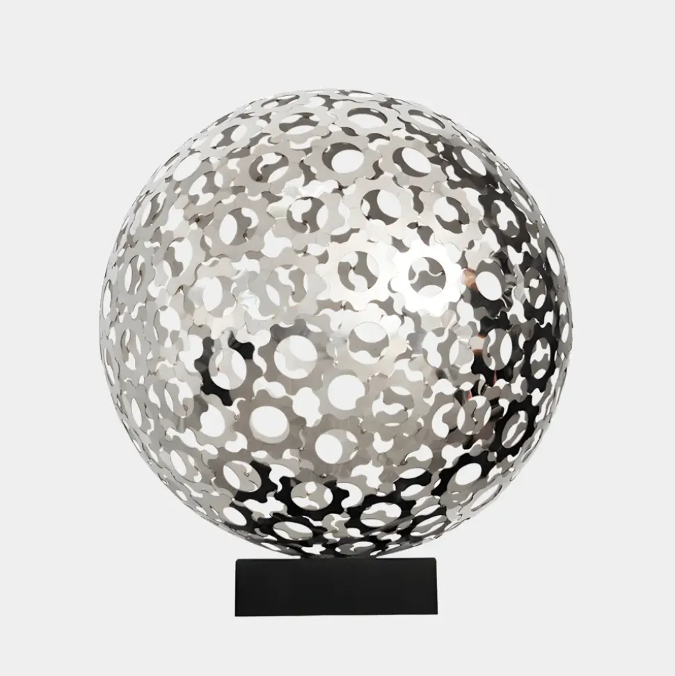 Cosmic Sphere 48cm Silver Metal Indoor Sculpture