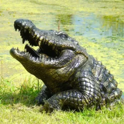 Crocodile Half-Size Bronze Metal Garden Statue