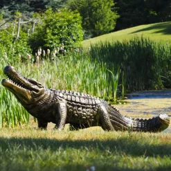 Crocodile Life-Size Bronze Metal Garden Statue