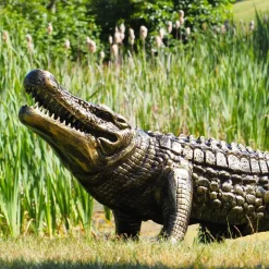 Crocodile Life-Size Bronze Metal Garden Statue