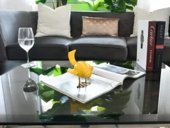 Cubic Bird 14cm Caio Yellow Resin Indoor Sculpture