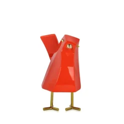 Cubic Bird 14cm Orange Resin Indoor Sculpture