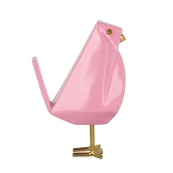 Cubic Bird 30cm Pink Resin Indoor Sculpture