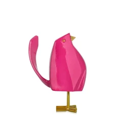 Cubic Bird 14cm Pink Resin Indoor Sculpture