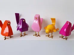 Cubic Bird 14cm Pink Resin Indoor Sculpture