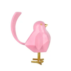 Cubic Bird 18cm Pink Resin Indoor Sculpture