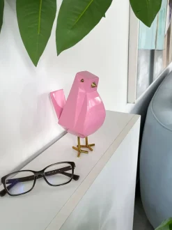 Cubic Bird 18cm Rosa Pink Resin Indoor Sculpture