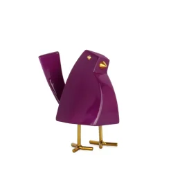 Cubic Bird 14cm Violet Resin Indoor Sculpture