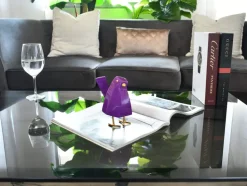 Cubic Bird 14cm Violet Resin Indoor Sculpture