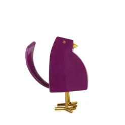 Cubic Bird 14cm Violet Resin Indoor Sculpture