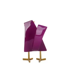 Cubic Bird 14cm Violet Resin Indoor Sculpture