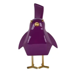 Cubic Bird 30cm Violet Resin Indoor Sculpture