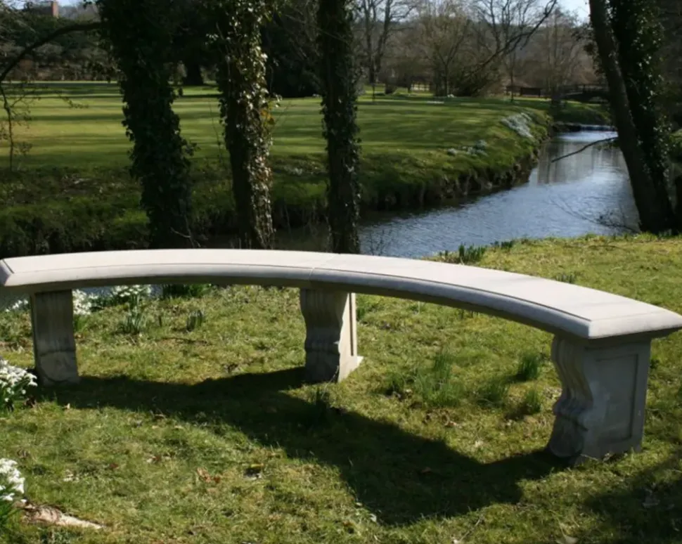 Curved Ivy Double Stone Garden Bench