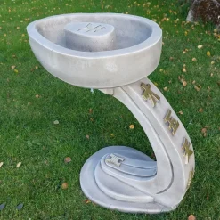 Curved Japanese Design Stone Garden Bird Bath