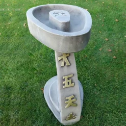 Curved Japanese Design Stone Garden Bird Bath