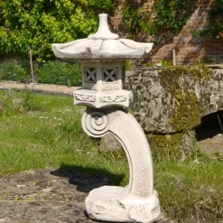 Curved Japanese Pagoda Antique Stone Garden Ornament