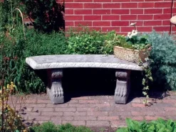 Curved Pattern Top Stone Garden Bench