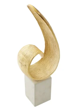 Curved Reflection 50cm Gold Metal Indoor Sculpture