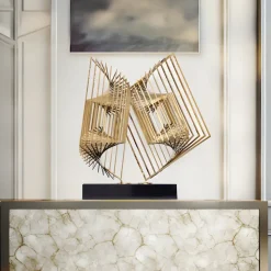 Cyber Book 46cm Gold Metal Indoor Sculpture
