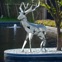 Deer 168cm Geometric Metal Garden Sculpture