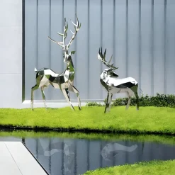 Deer 158cm Geometric Metal Garden Sculpture