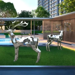 Deer 197cm Geometric Metal Garden Sculpture v2