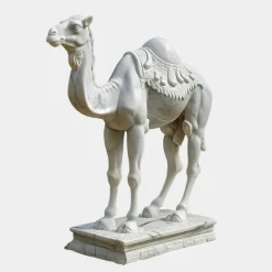 Desert Camel 160cm White Marble Garden Statue v6