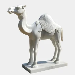 Desert Camel 160cm White Marble Garden Statue v1