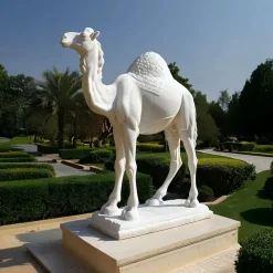 Desert Camel 160cm White Marble Garden Statue v2