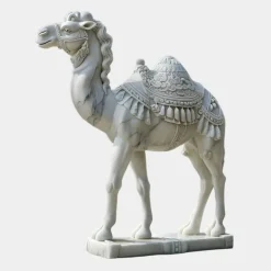 Desert Camel 160cm White Marble Garden Statue v3