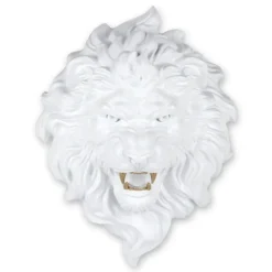 Desert Lion 49cm White Resin Wall Sculpture