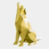 Dog 100cm Gold Geometric Metal Garden Sculpture