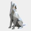Dog 100cm Silver Geometric Metal Garden Sculpture