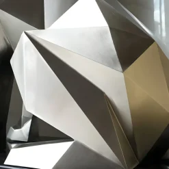 Dog 100cm Silver Geometric Metal Garden Sculpture