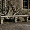 Double Length Ivy Straight Stone Bench - Large Garden Benches