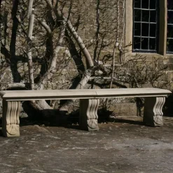 Double Length Ivy Straight Stone Bench - Large Garden Benches