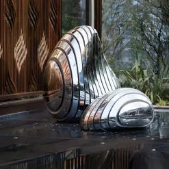 Dynamic Pebbles 95cm Silver Metal Garden Sculptures
