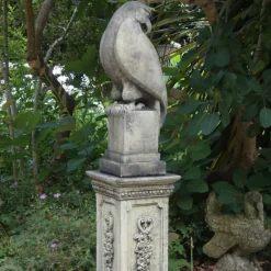 Eagle on Floral Pedestal Modern Stone Garden Statue