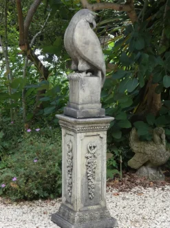 Eagle on Floral Pedestal Modern Stone Garden Statue