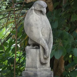 Eagle on Floral Pedestal Modern Stone Garden Statue