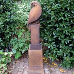 Eagle on Pedestal Modern Stone Garden Statue (Rust)