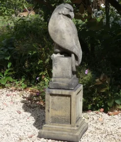 Eagle on Plain Pedestal Modern Stone Garden Statue