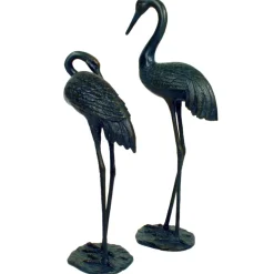 Elegant Cranes Bronze Metal Garden Ornaments