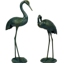 Elegant Cranes Bronze Metal Garden Ornaments