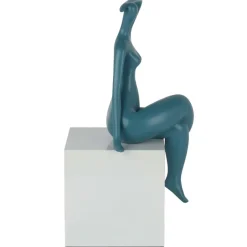 Elegant Grace 38cm Teal Resin Indoor Sculpture
