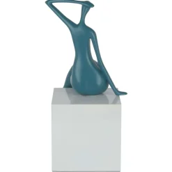 Elegant Grace 38cm Teal Resin Indoor Sculpture
